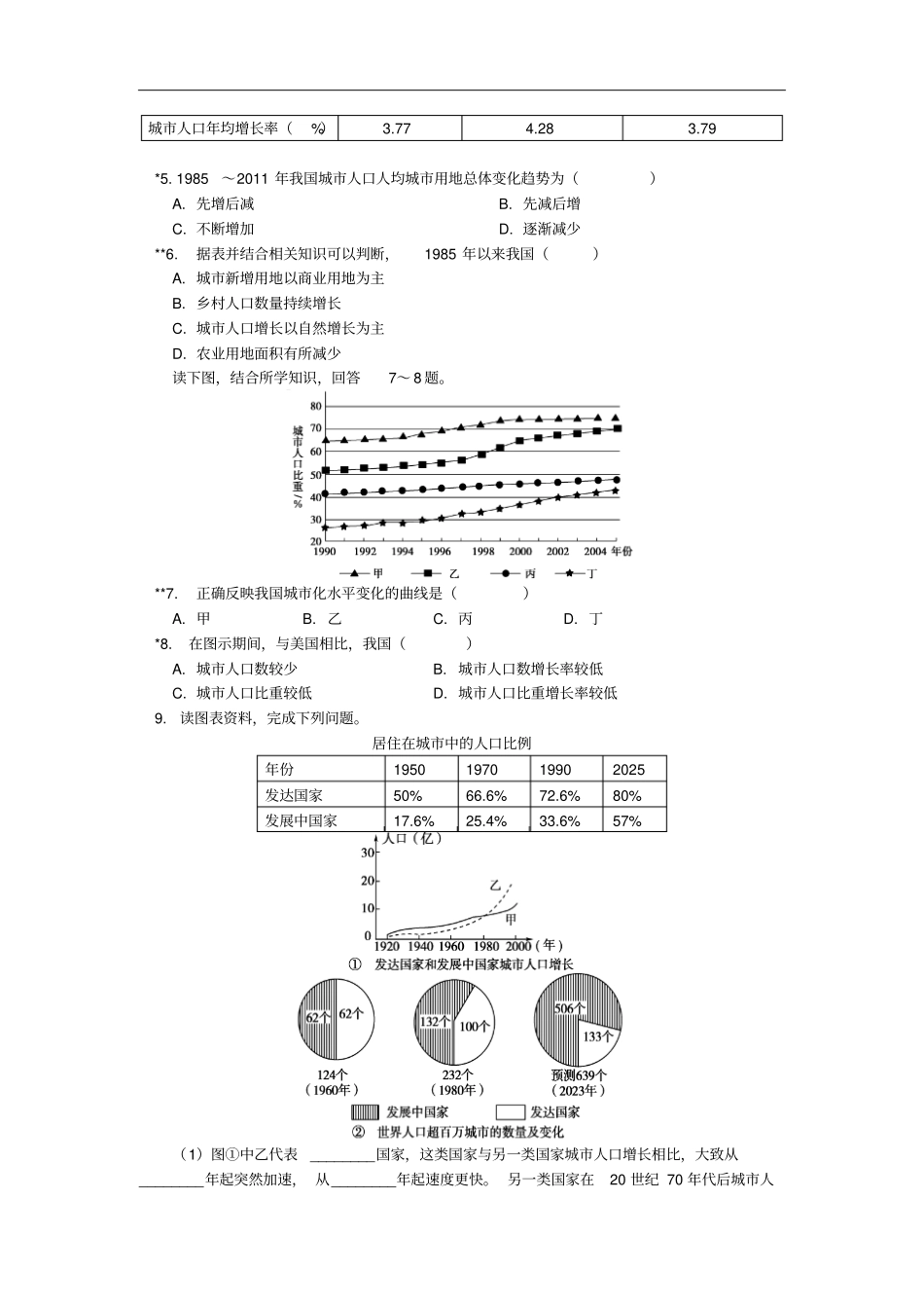 高中地理城与环境城化过程与特点2城化特点同步练习湘教版必修2_第2页