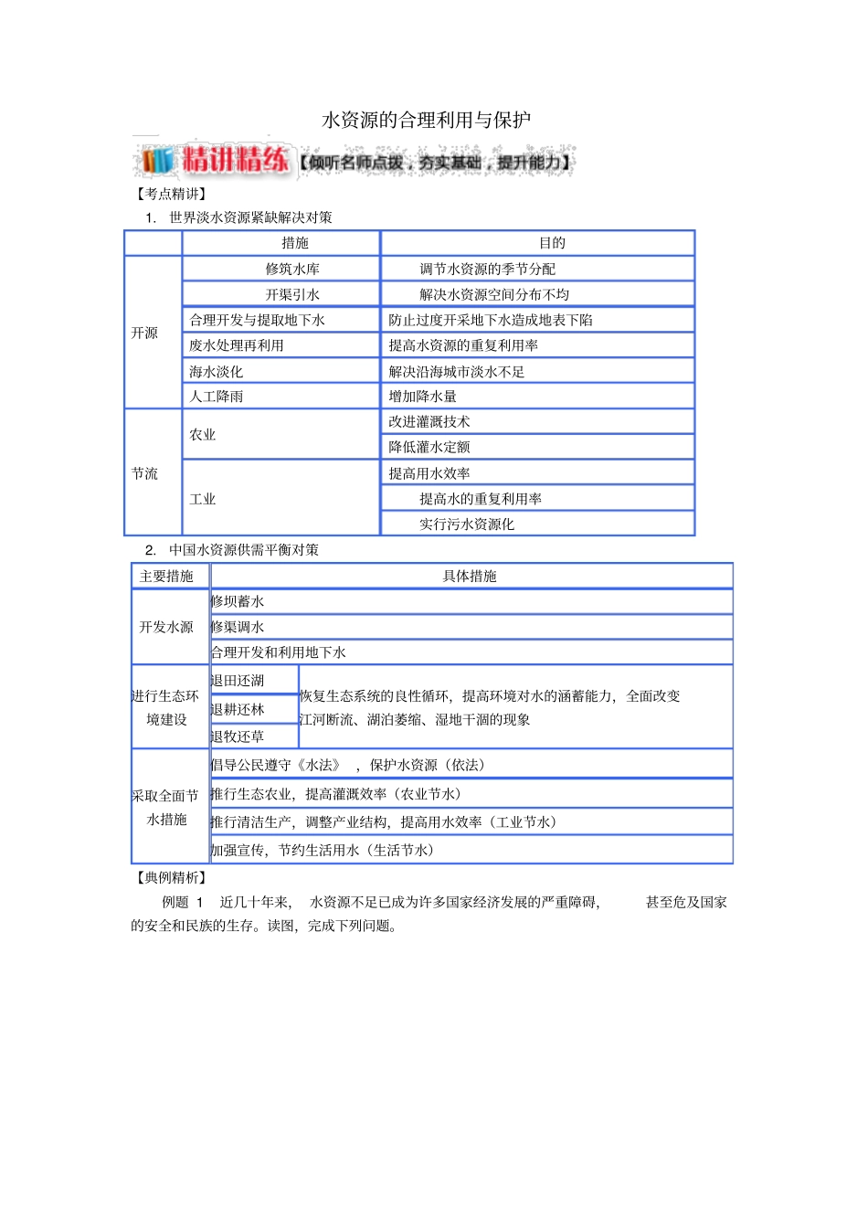 高中地理自然资源保护水资源的合理利用与保护学案湘教版_第1页
