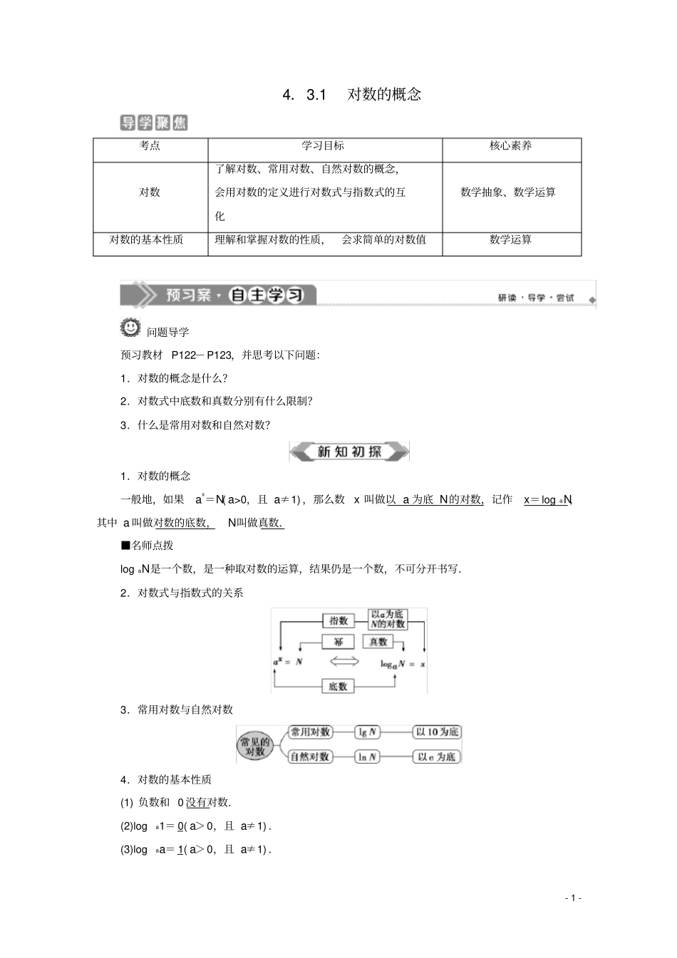 高中数学1对数的概念教师用书新人教A版必修第一册_第1页
