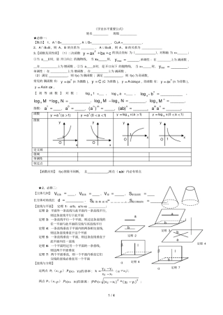 高中数学学业水平复习考试公式填空