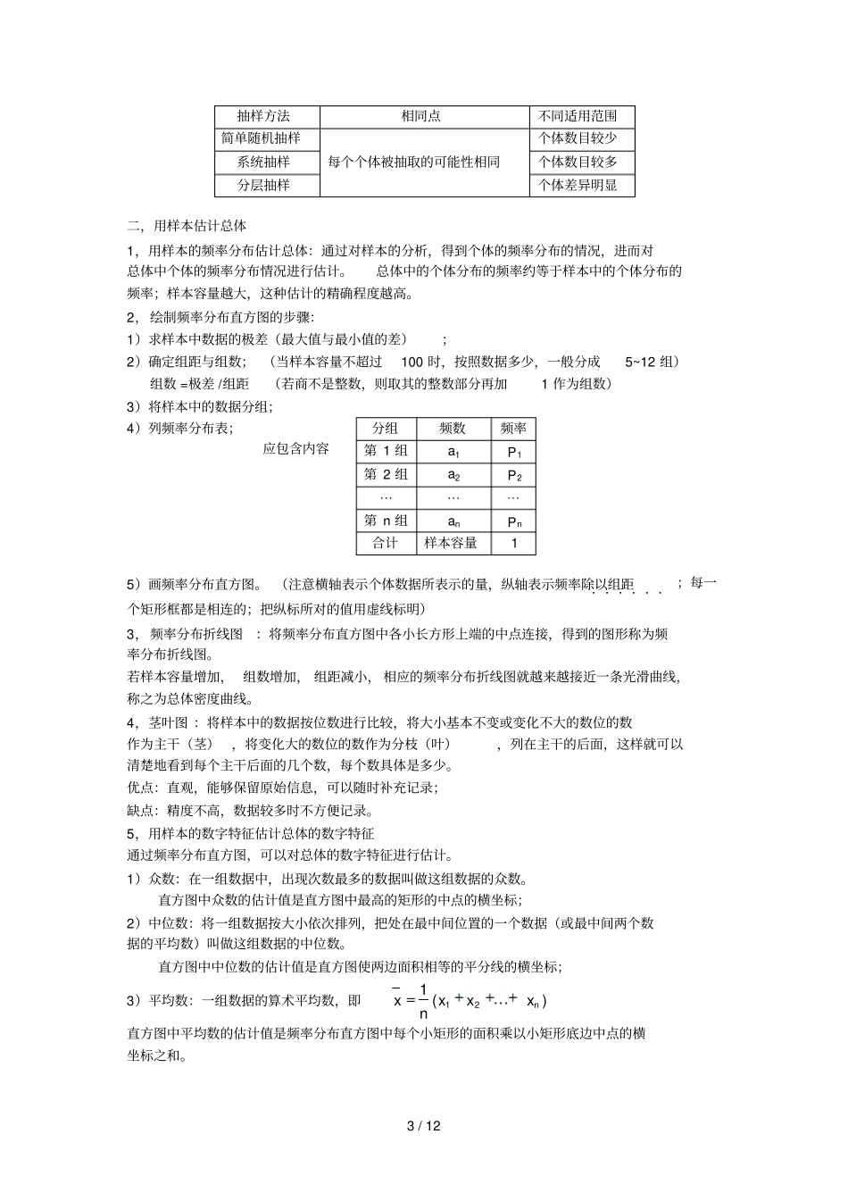 高中数学必修三所有知识点总结和常考题型测验精选_第3页