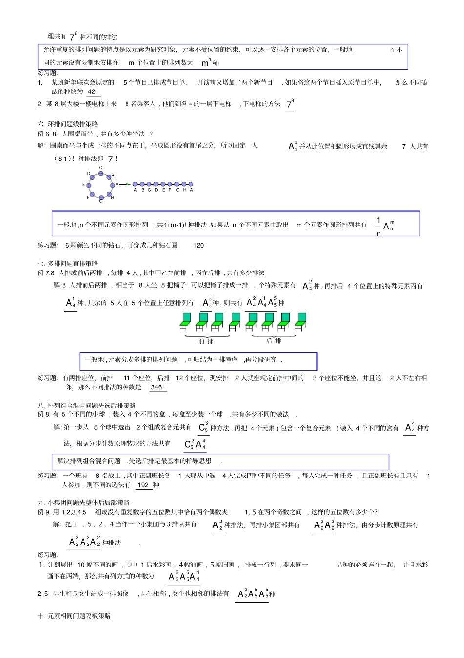 高中数学排列组合题型总结材料与易错点提示_第2页
