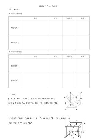 高中数学立体几何之面面平行的判定与性质讲义及练习