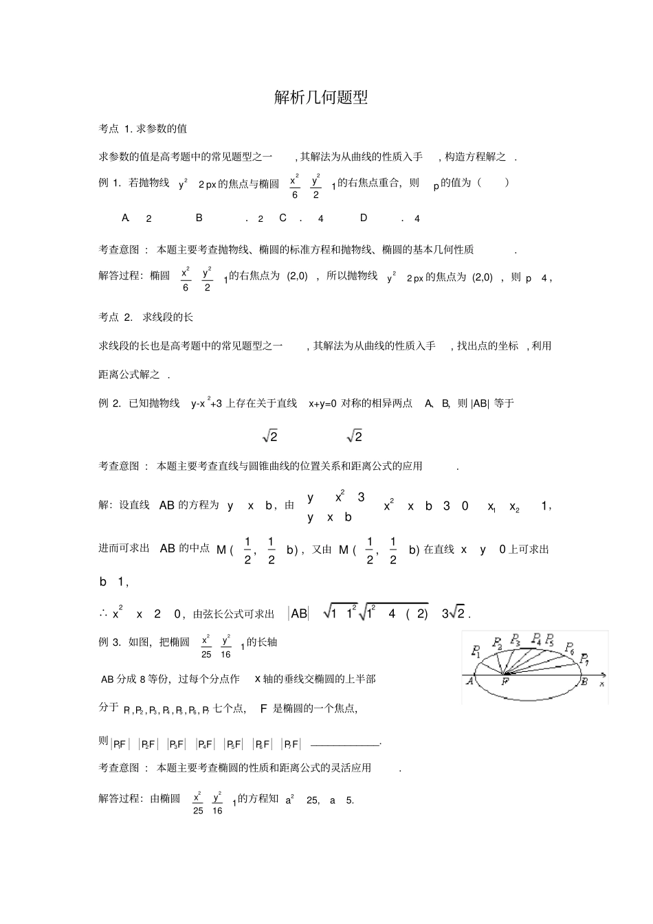 高中数学解析几何题型_第1页