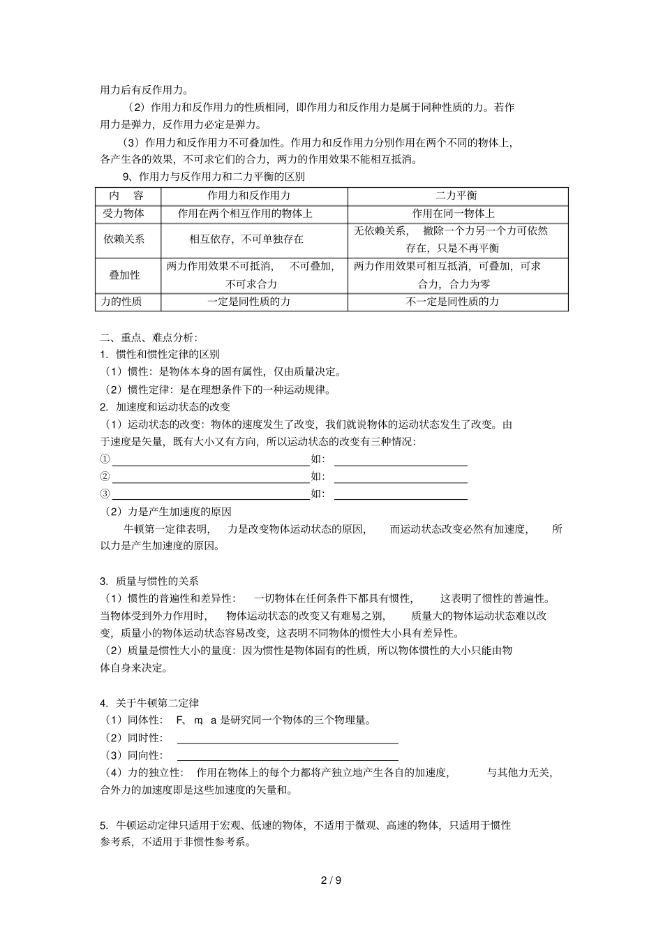 高中物理牛顿运动定律基础考试题_第2页