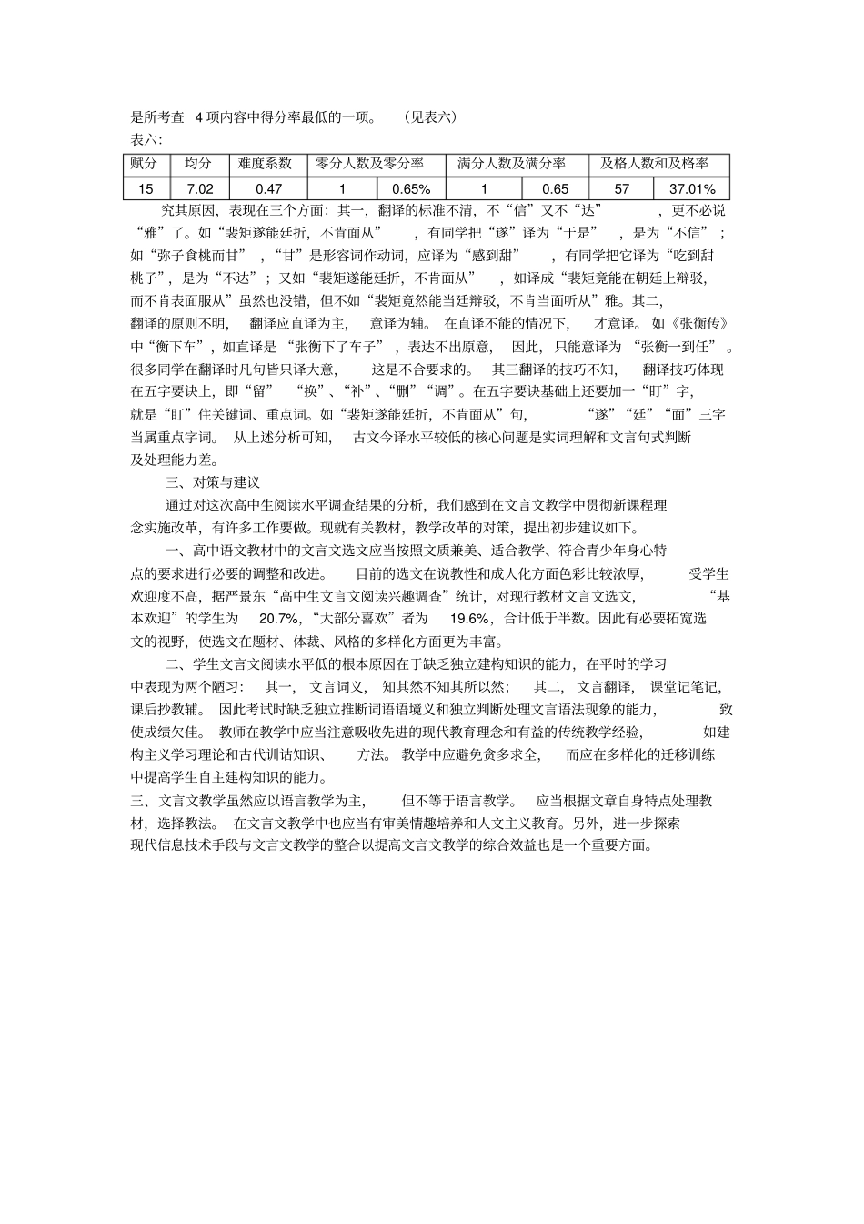 高中生文言文阅读水平调查报告_第3页