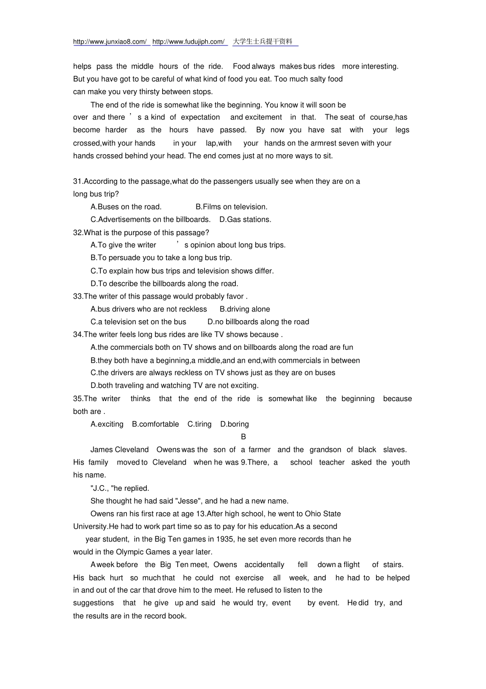 高中生考军校英语模拟试题_第3页