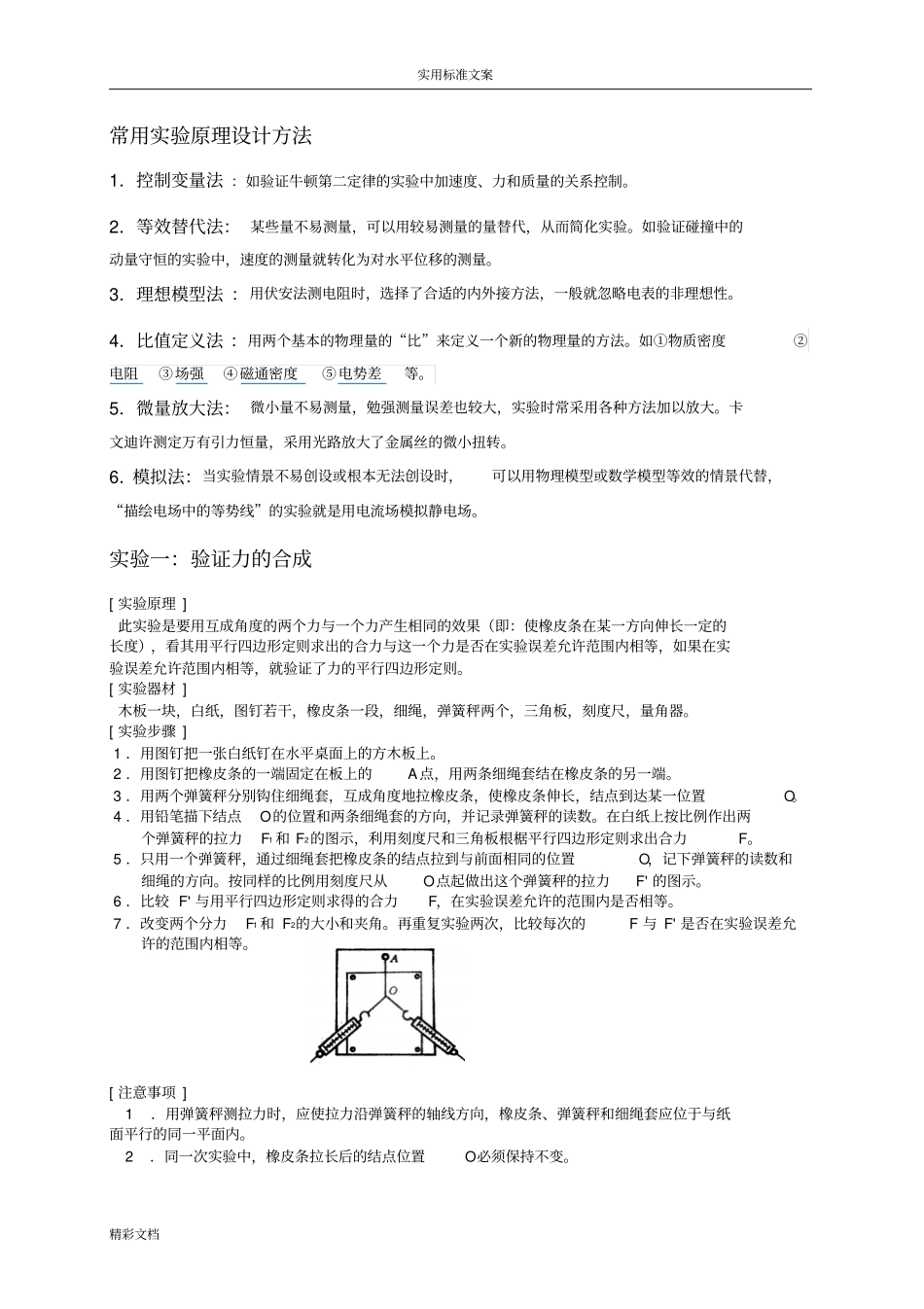 高中的物理力学试验完美的知识点版本_第1页