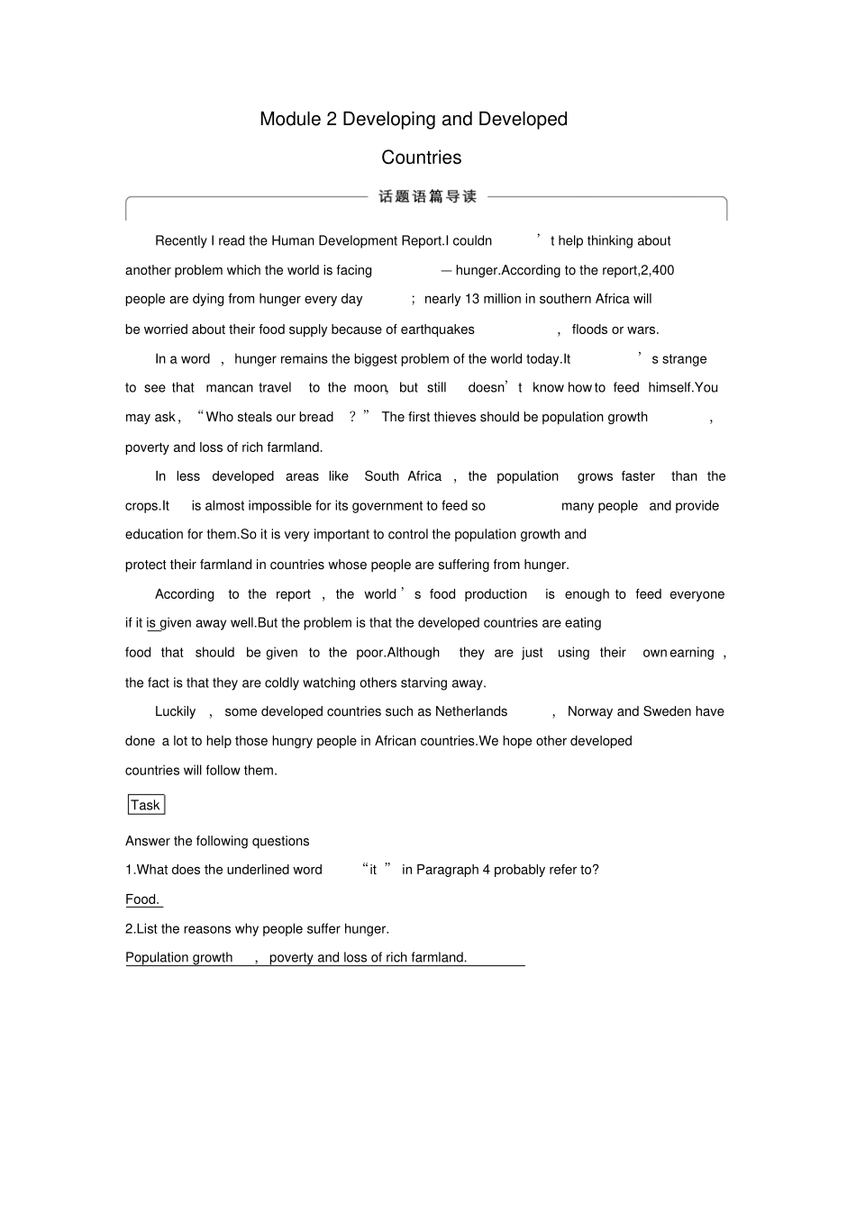 高中英语Module2DevelopingandDevelopedCountriesPeriodOneIntroduction_第1页