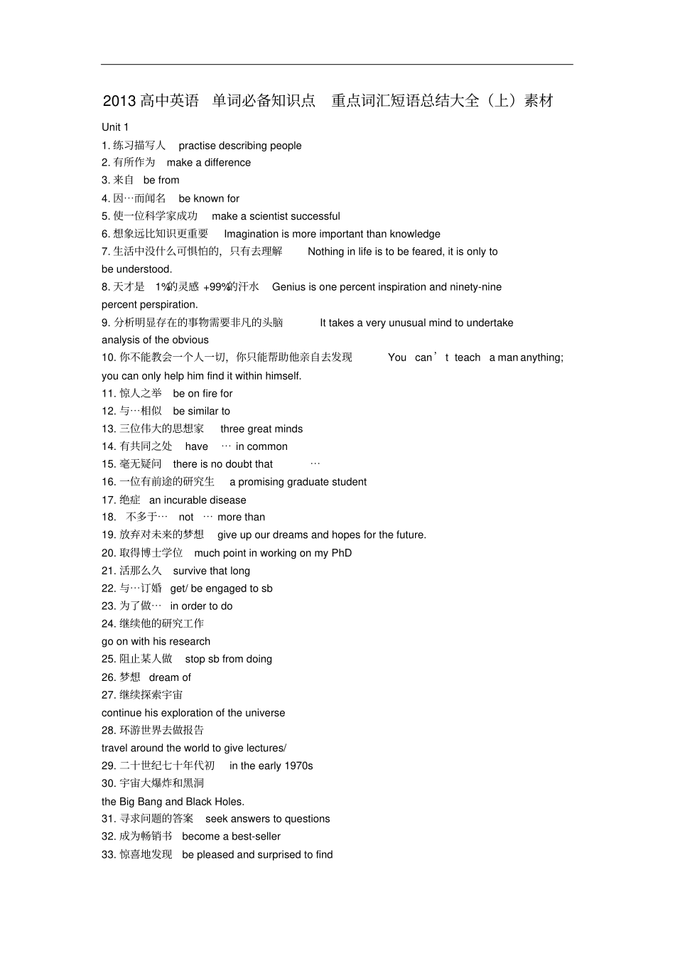 高中英语单词必备知识点——重点词汇短语总结大全素材_第1页