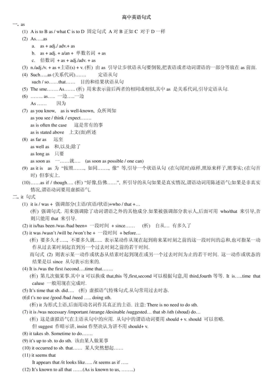高中英语常用句式_第1页