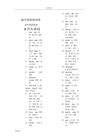 高中英语词汇大全A-----Z