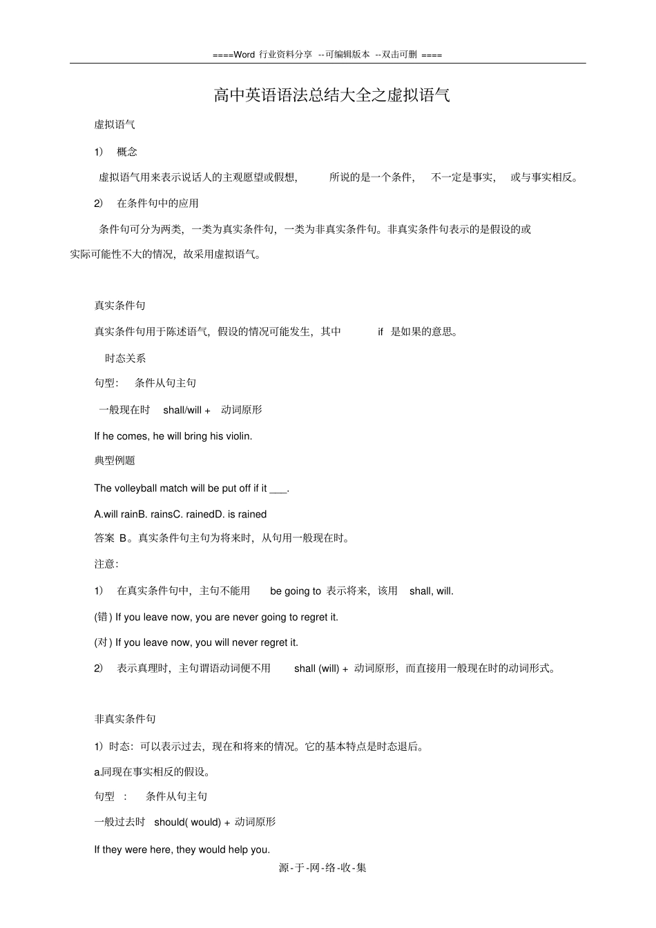 高中英语语法总结大全-虚拟语气_第1页