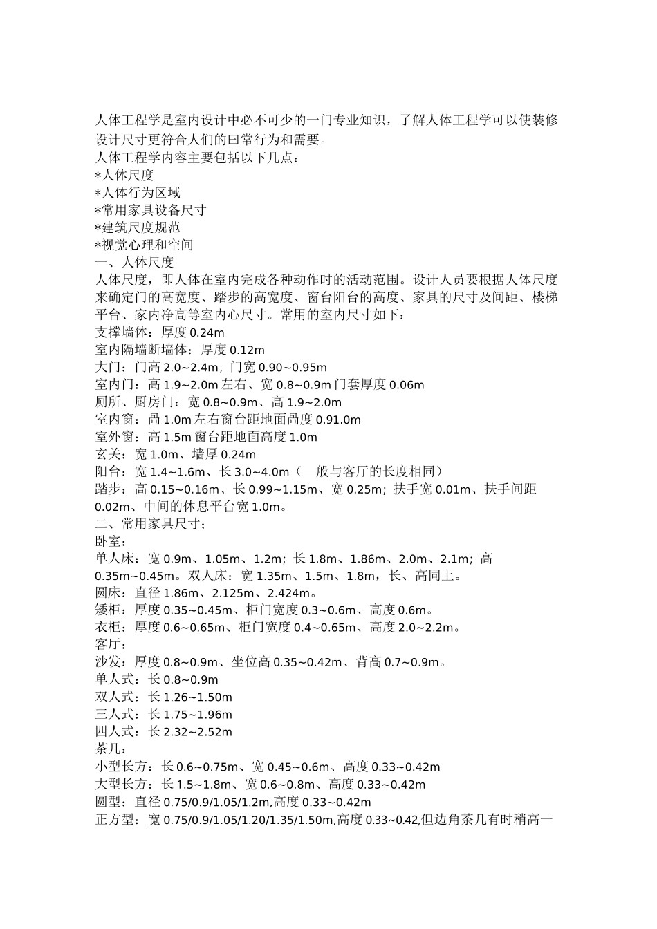 室内装修家具尺寸及摆放距离_第1页