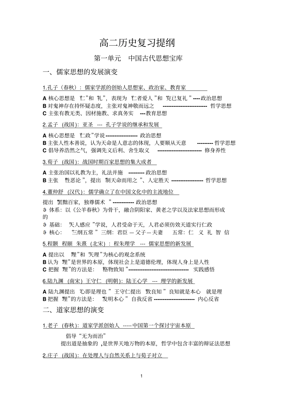 高二历史复习提纲_第1页