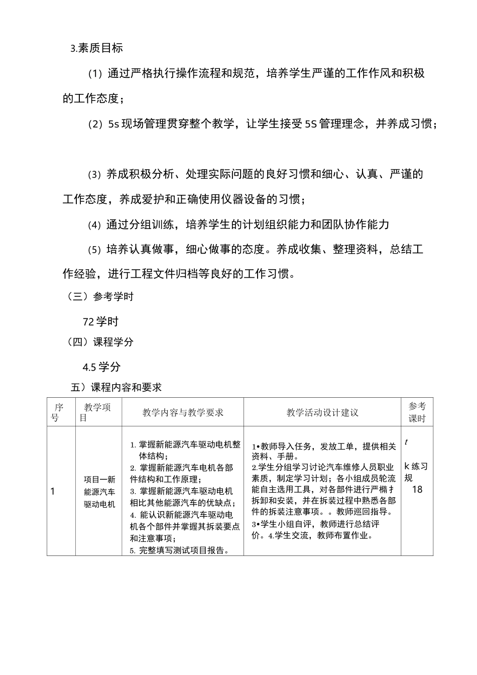 《新能源汽车电机驱动系统检修》课程标准_第3页