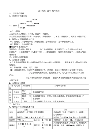 高二地理会考复习提纲讲述