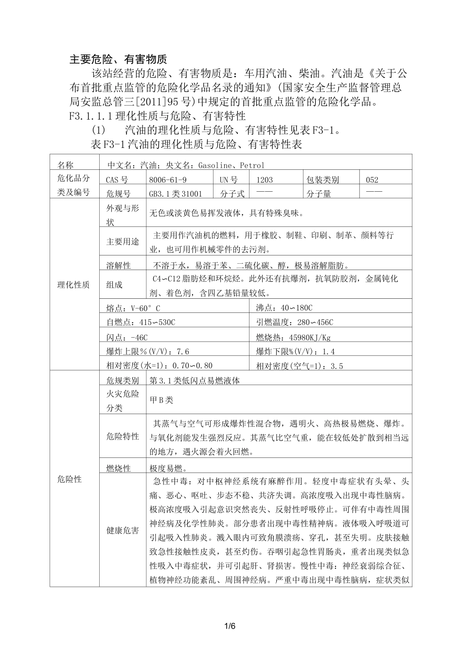 加油站汽油、柴油理化特性_第1页