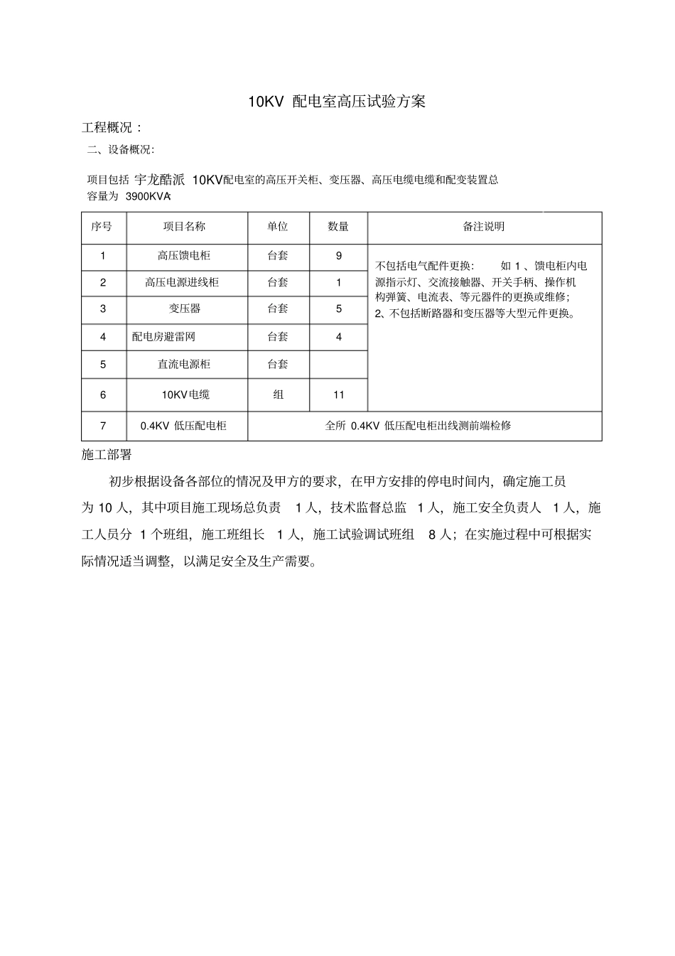 高压电气预防性试验方案_第1页