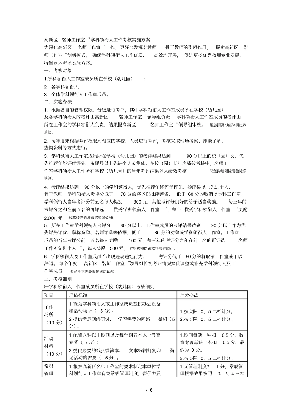 高新区名师工作室学科领衔人工作考核实施方案001_第1页