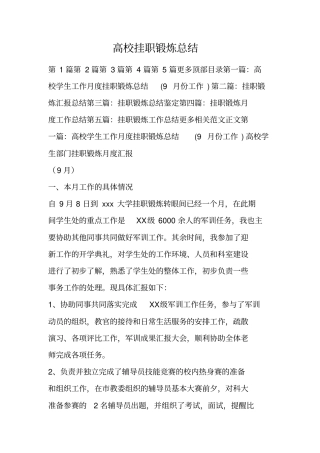 高校挂职锻炼总结