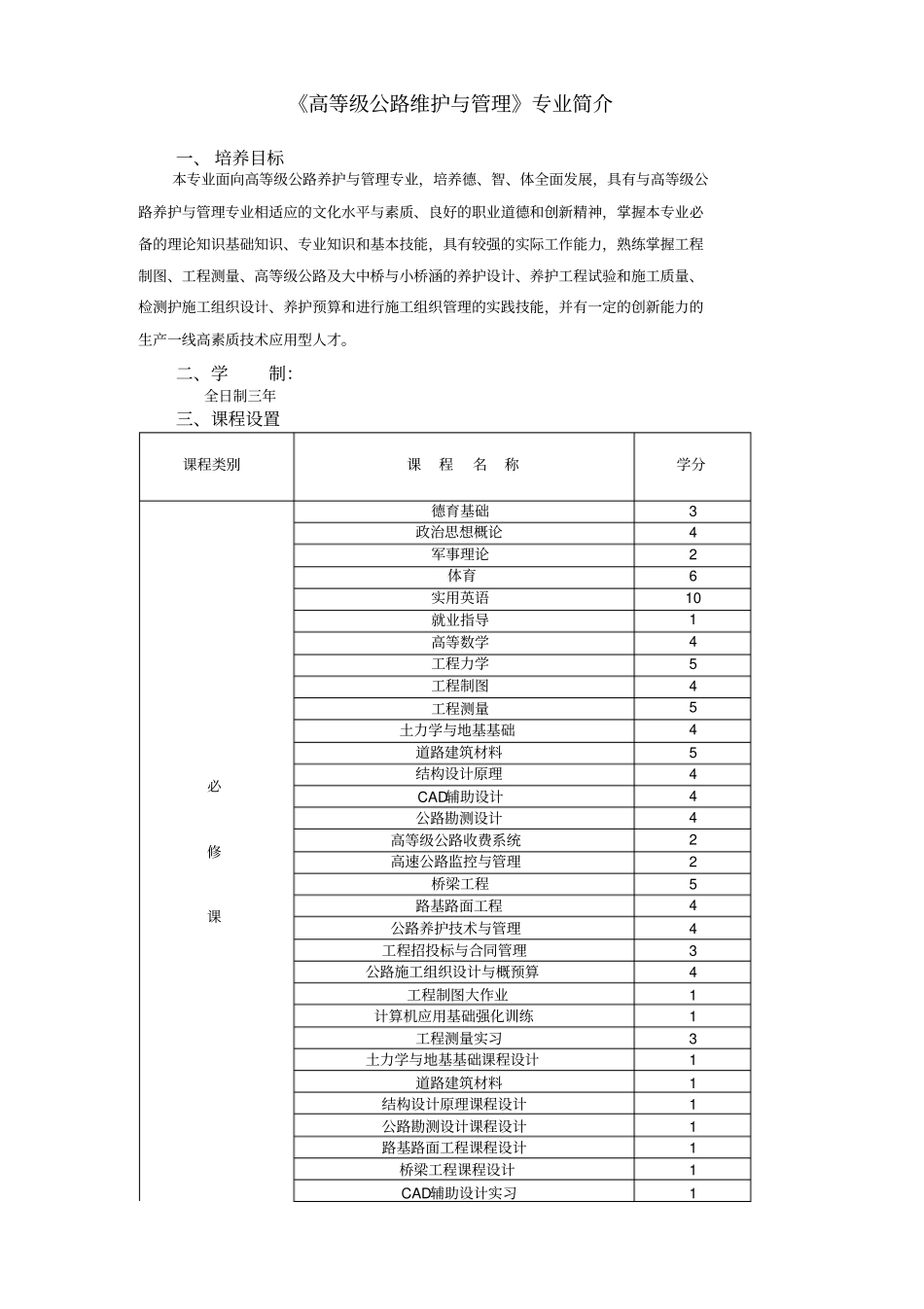 高等级公路维护与管理专业简介_第1页