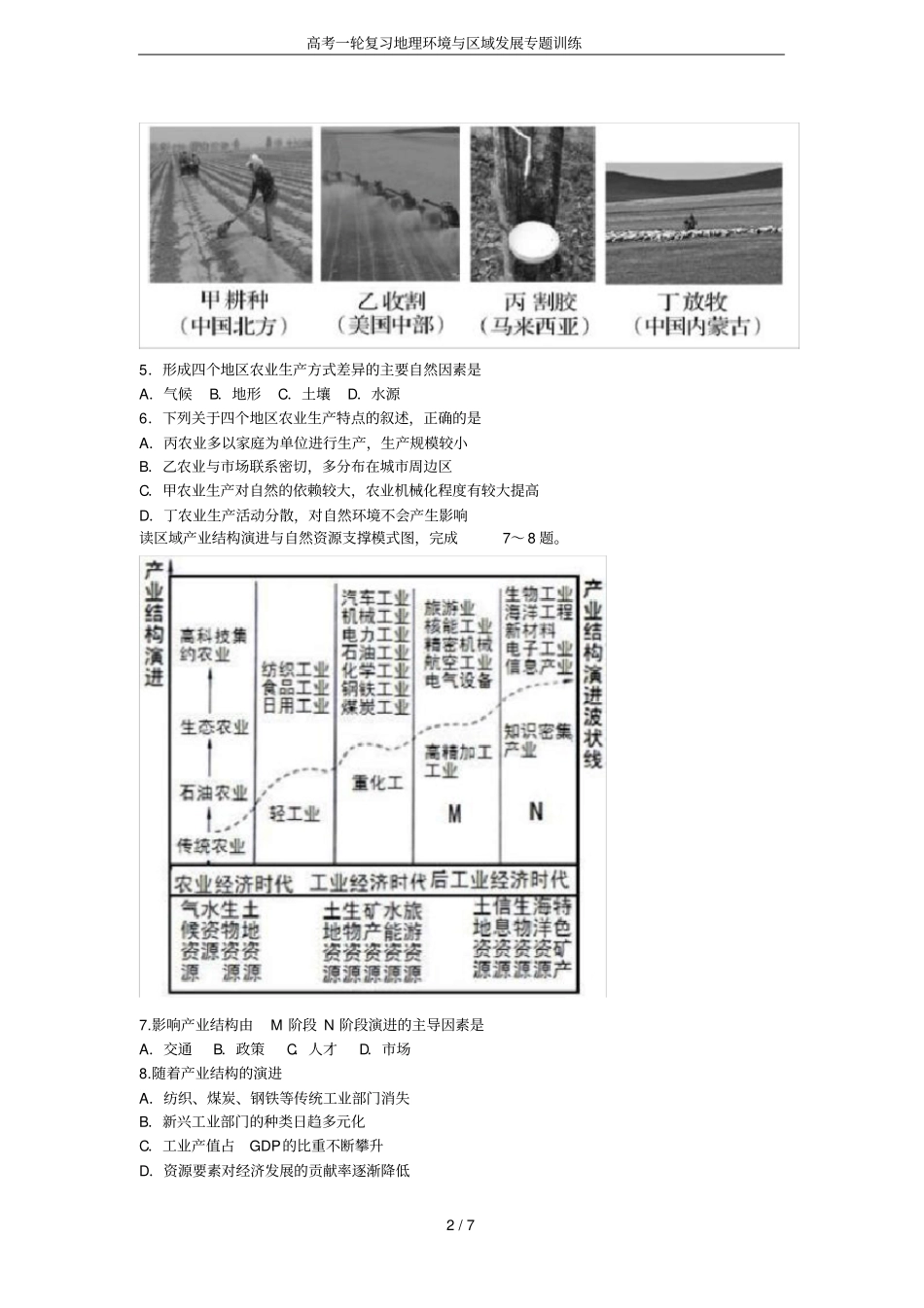 高考一轮复习地理环境与区域发展专题训练_第2页