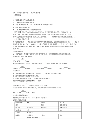 高考化学必备专题复习——铁及其化合物