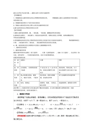 高考化学必备专题复习——碳无机非金属材料