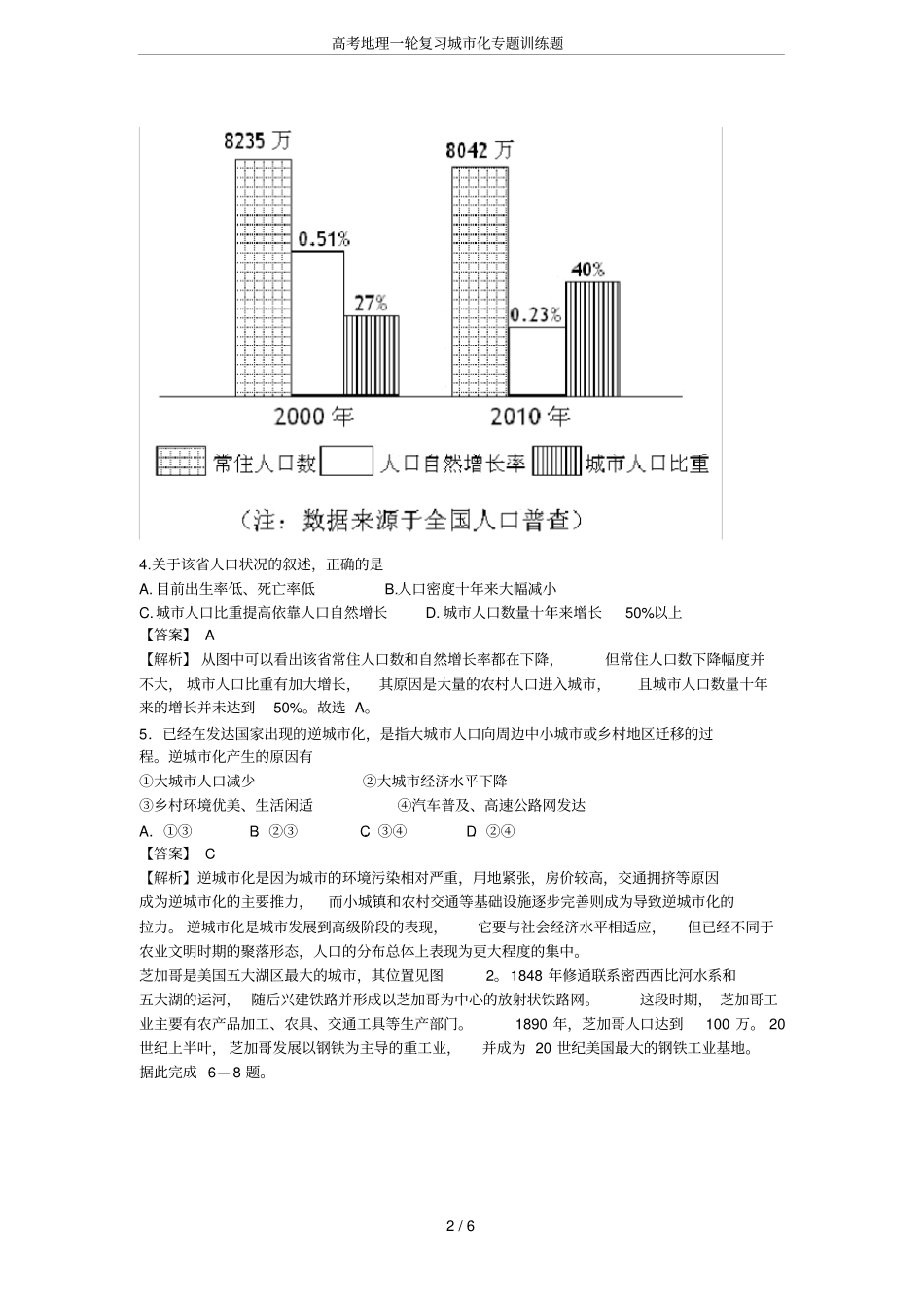 高考地理一轮复习城化专题训练题_第2页