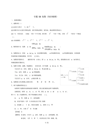 高考数学二轮复习专题58复数知识梳理文解析版