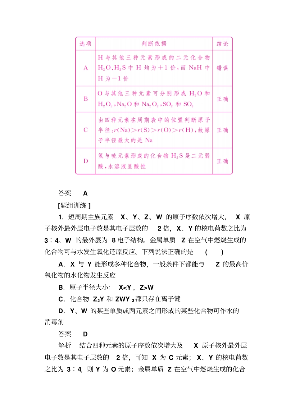 高考热点4位构性的综合推断_第3页