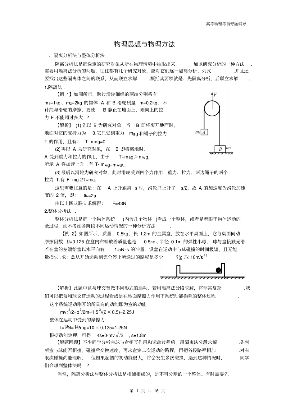 高考物理经典题型专题辅导1_第1页