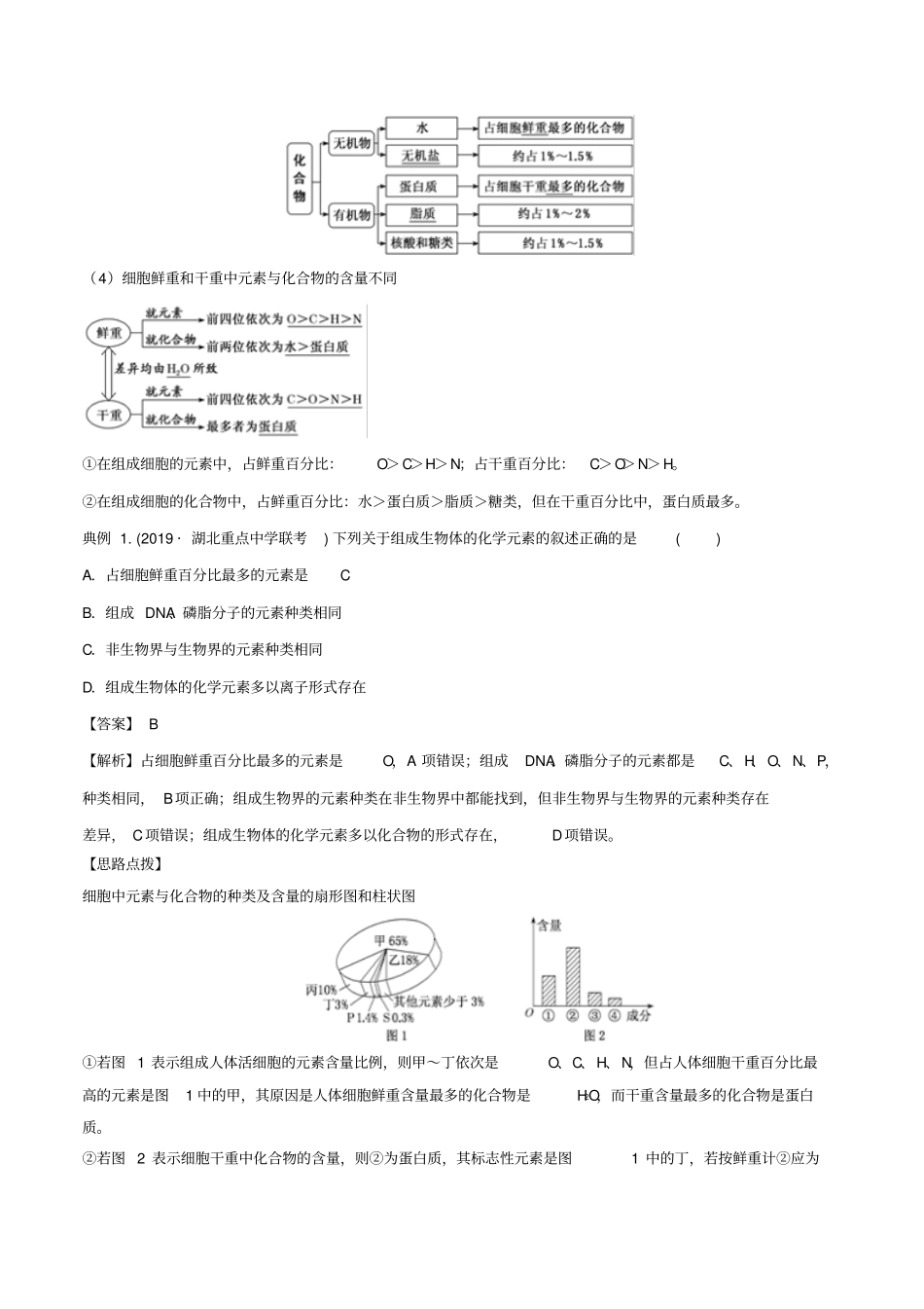 高考生物一轮复习专题02细胞中的元素和无机物含解析_第3页