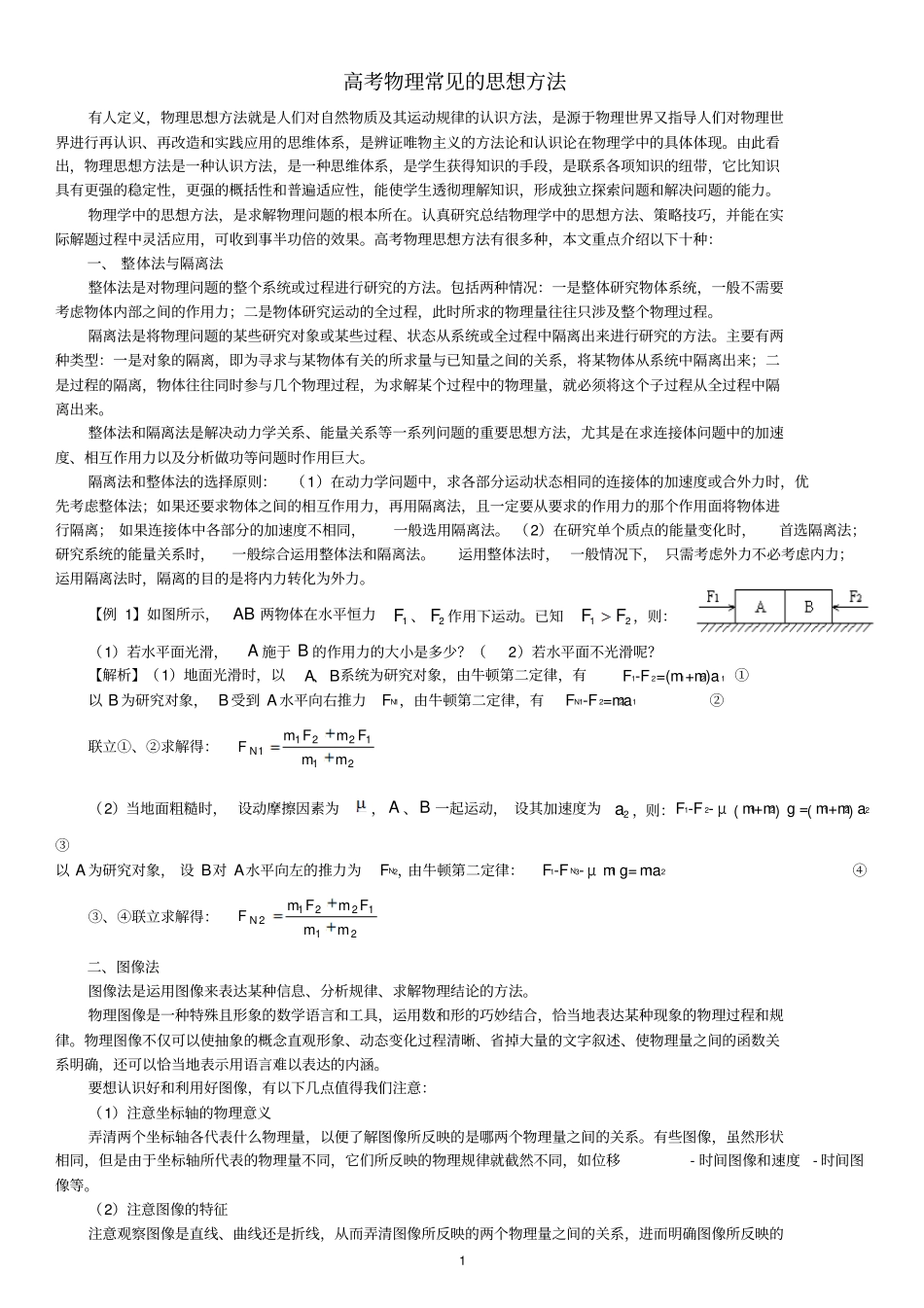高考的物理常见地思想方法_第1页