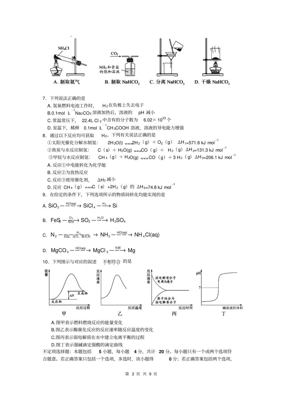 高考系列化学2016江苏高考化学试题清晰版_第2页