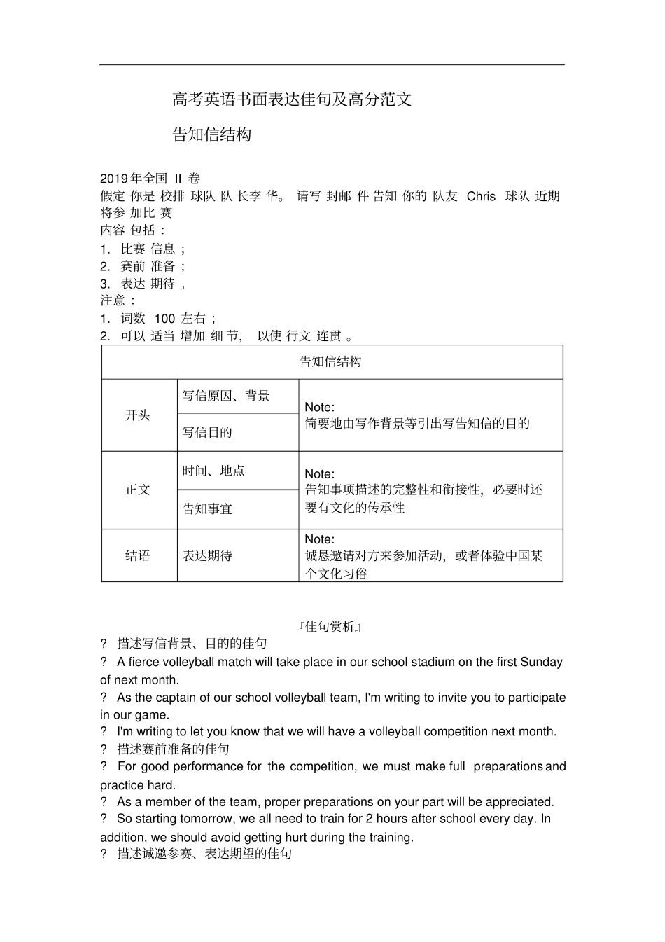 高考英语书面表达佳句及高分范文_第1页