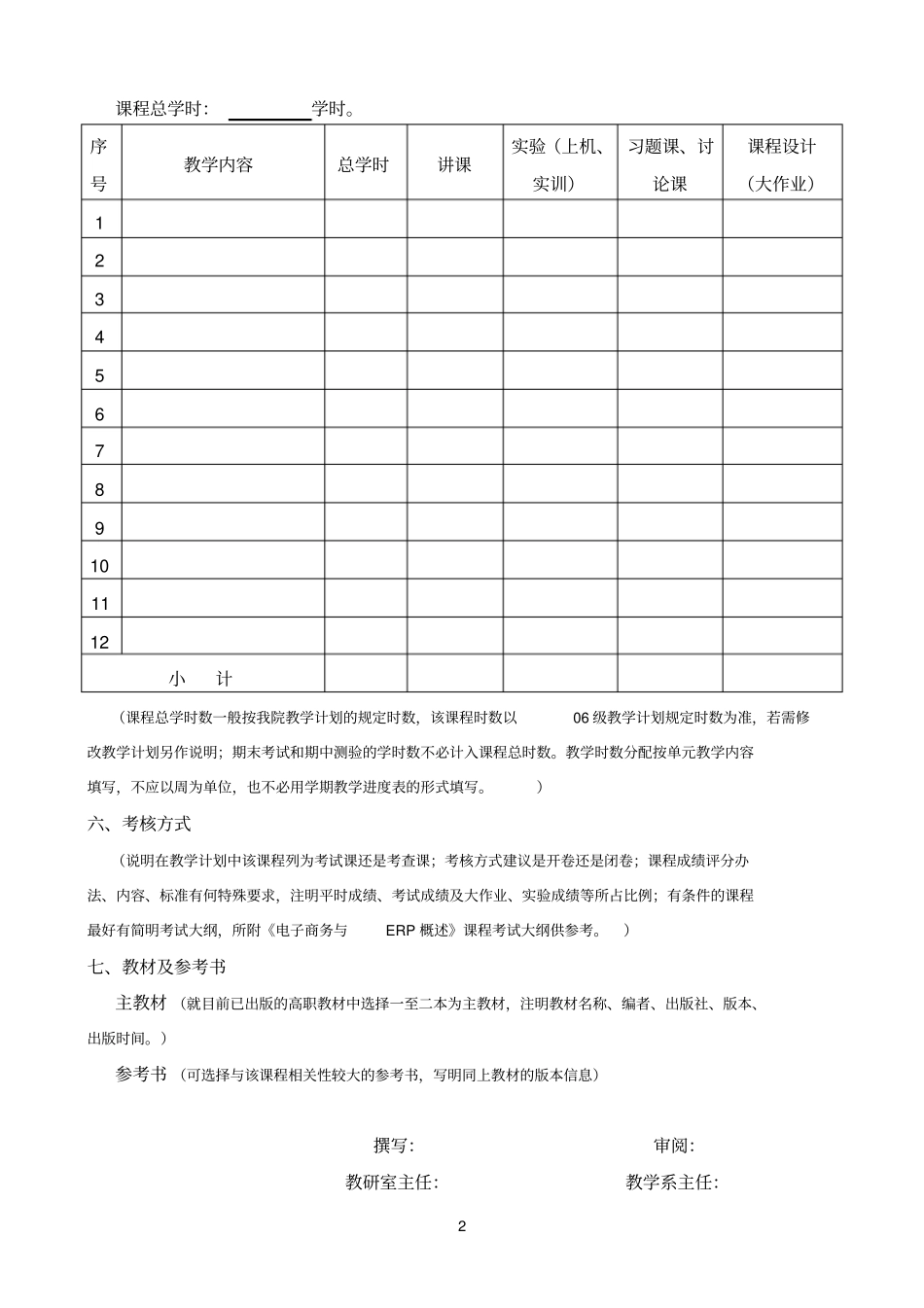 高职教学大纲模板_第2页