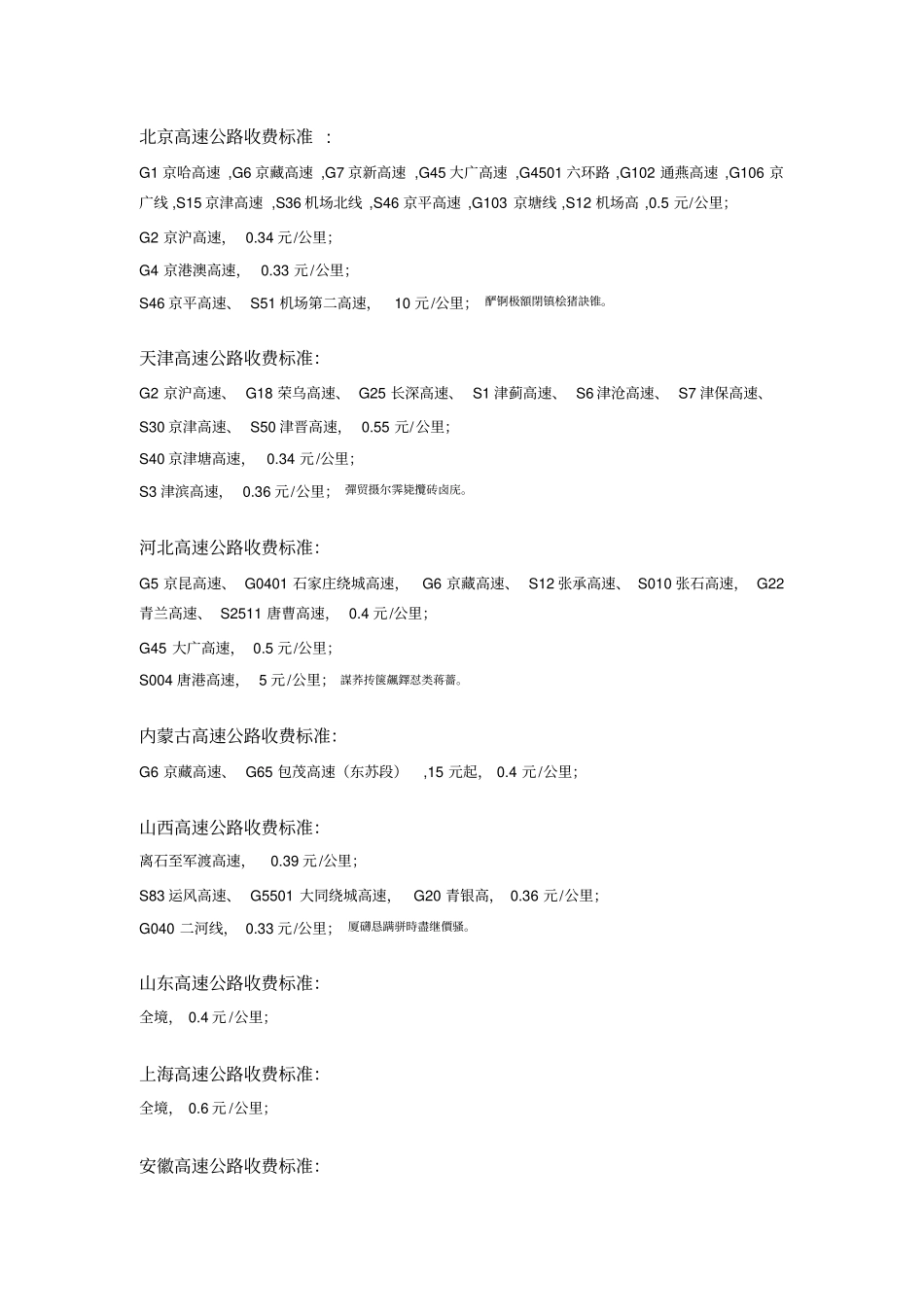 高速公路小车收费标准_第2页