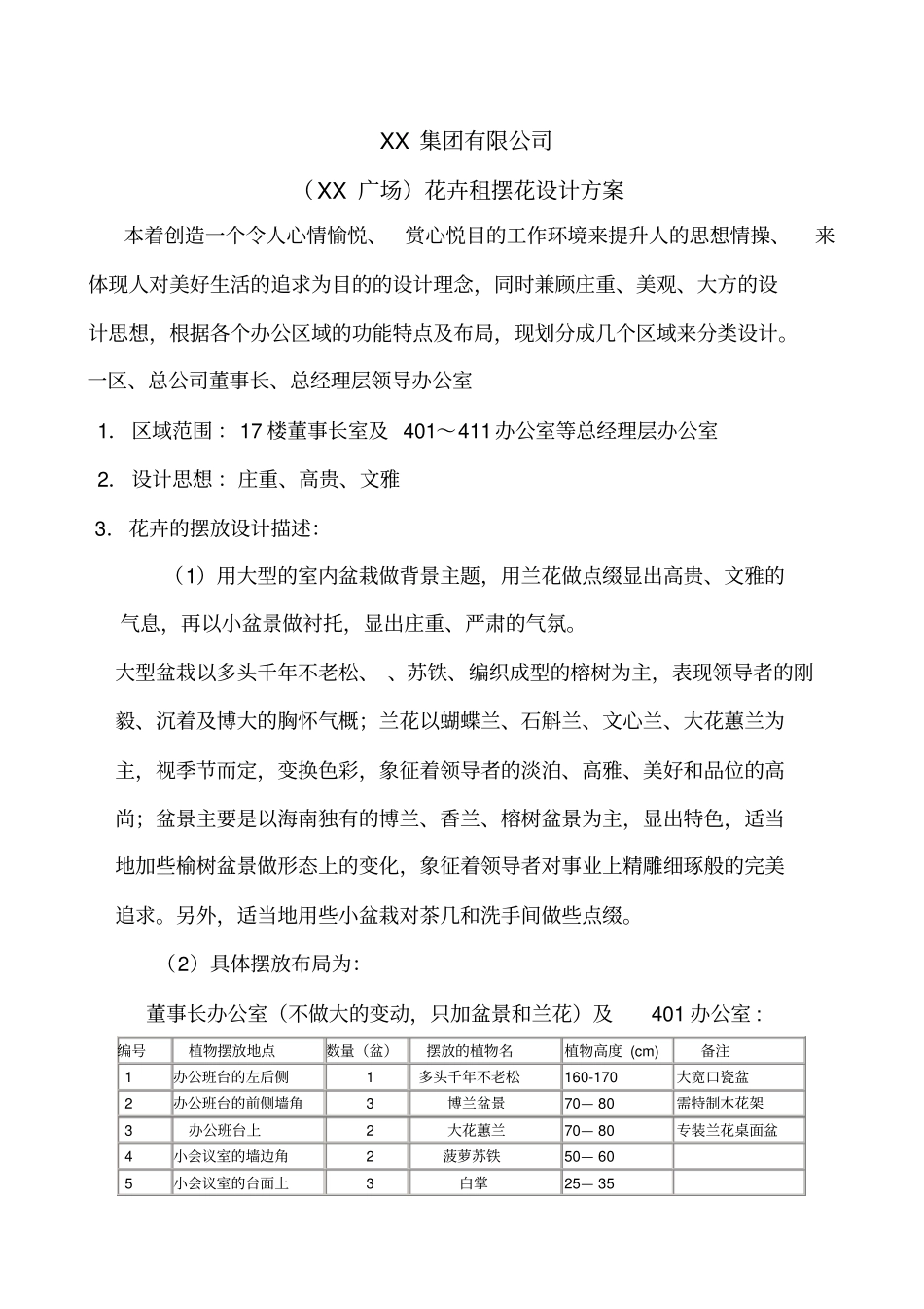 鲜花盆栽花卉植物租摆设计方案_第1页