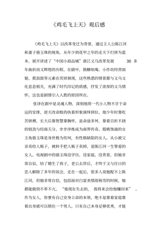 鸡毛飞上天观后感