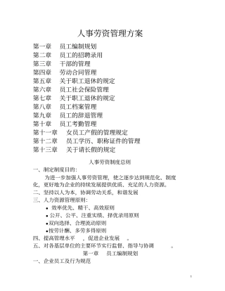 麻黄梁煤矿人力资源管理方案