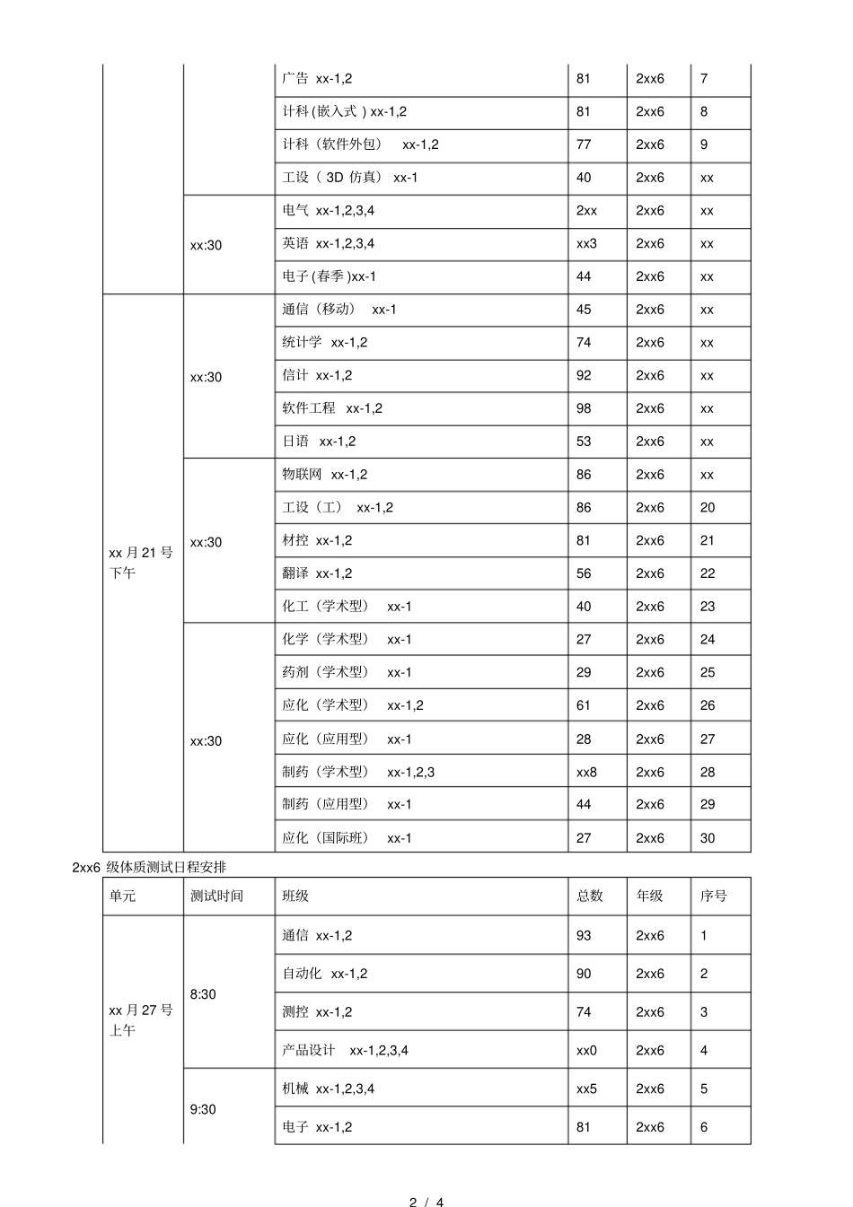 齐鲁工业大学级学生体质健康测试实施方案_第2页