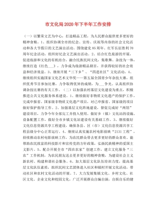 市文化局2024年下半年工作安排 