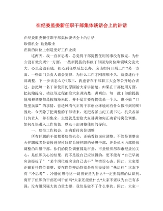 在纪委监委新任职干部集体谈话会上的讲话 