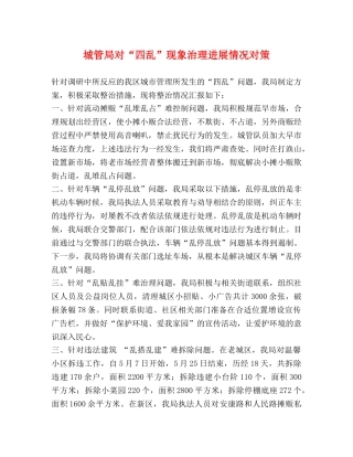 城管局对“四乱”现象治理进展情况对策 