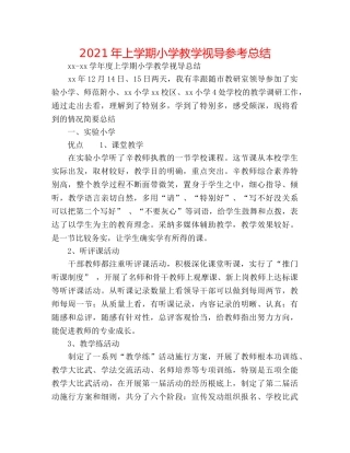 2024年上学期小学教学视导参考总结 