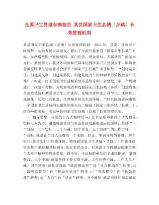 全国卫生县城有哪些县 某县国家卫生县城（乡镇）长效管理机制 