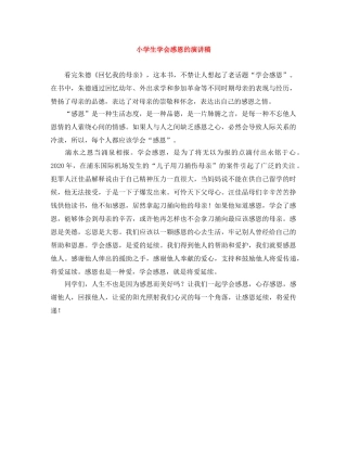 小学生学会感恩的演讲稿 