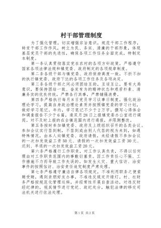 村干部管理制度